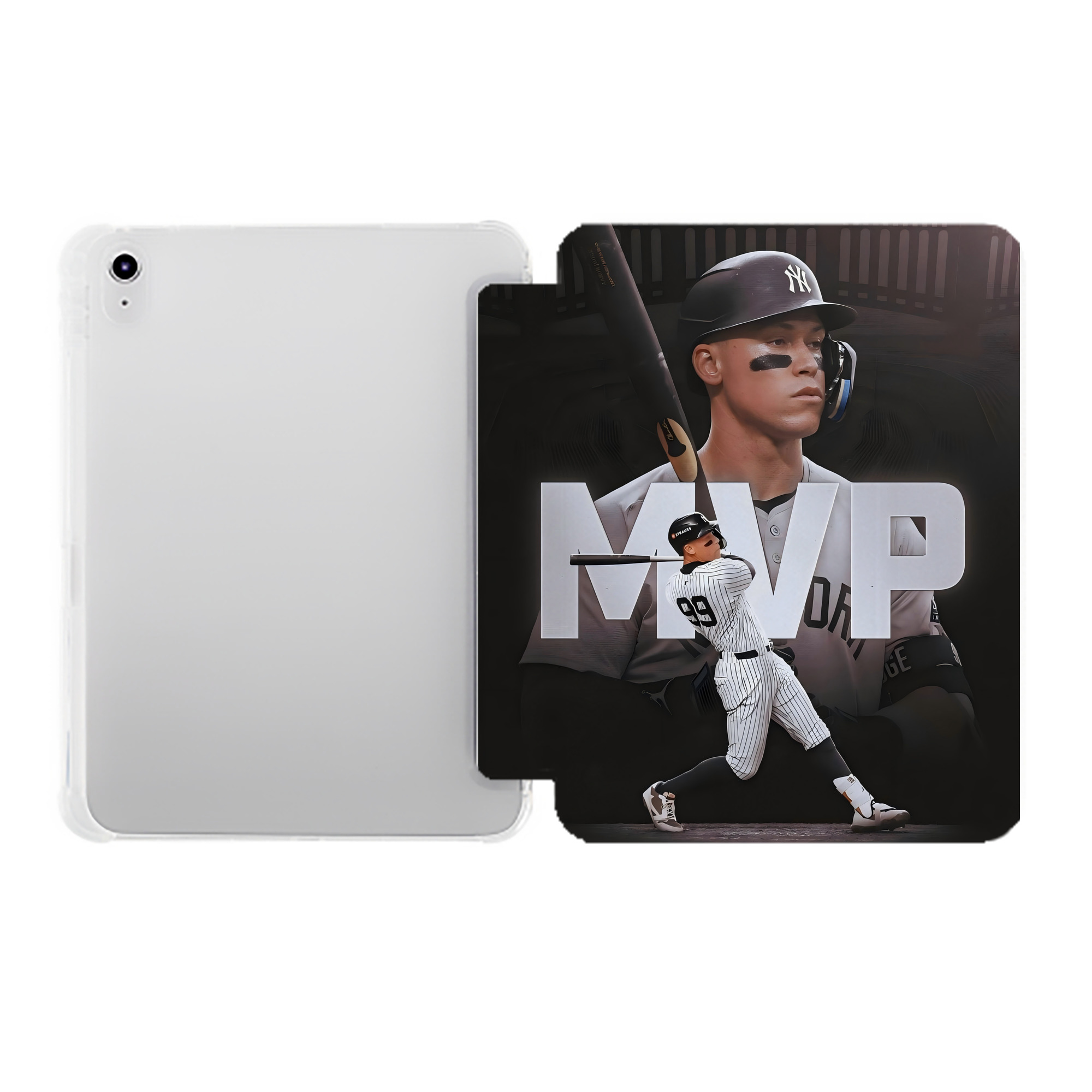 Aaron Judge MVP Premium Tri-Fold PU Leather & Silicone IPad Case With Pencil Slot – Fits 9.5,10.5,10.9 – Adjustable Stand, Slim, Protective